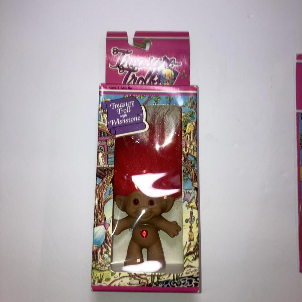 Vintage TREASURE TROLL WITH WISH STONE Gem Red Hair Doll ACE NOVELTY In Box New